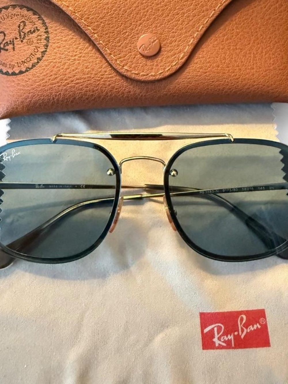 Ray-Ban Blaze General Sunglasses RB3583N – Blue Classic Lenses / Arista Gold